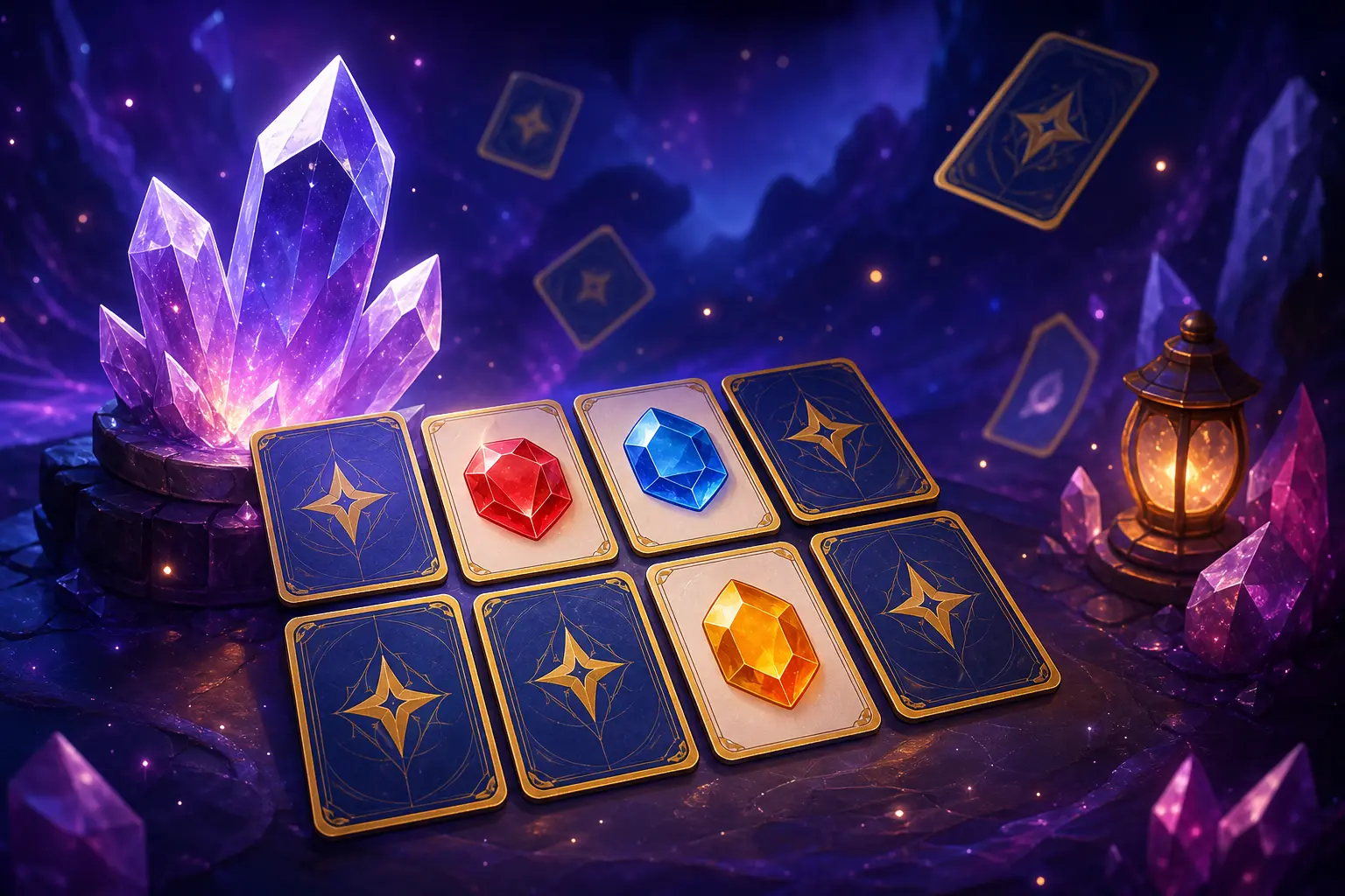 Pantalla del juego Memoria Brillante mostrando el tablero 4x4 con gemas